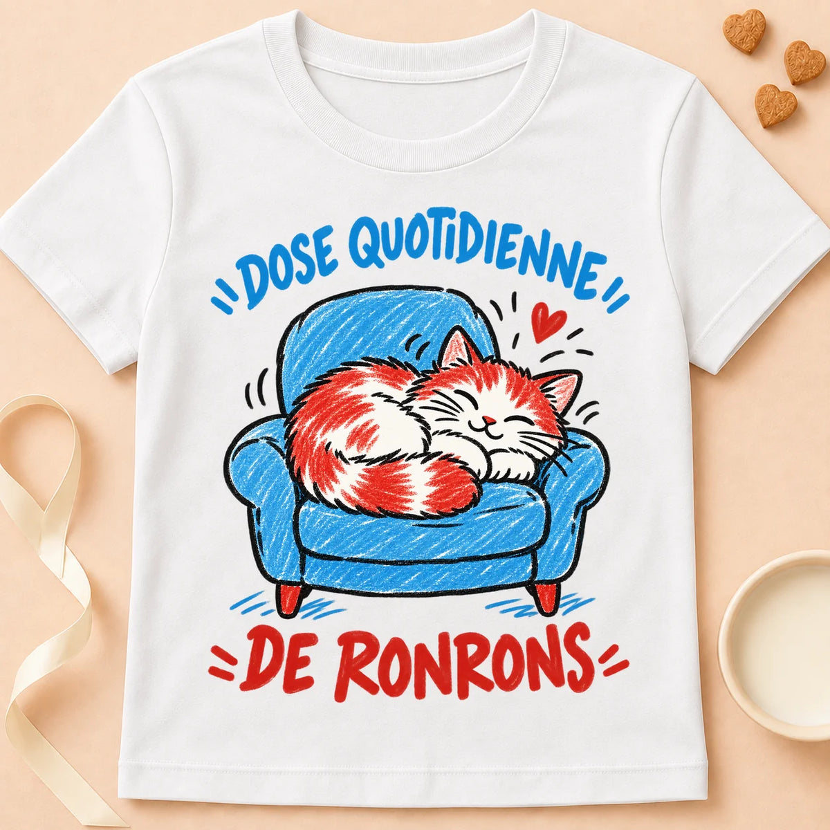 T-shirt chat Patoume – T-shirt Dose de ronron – Blanc
