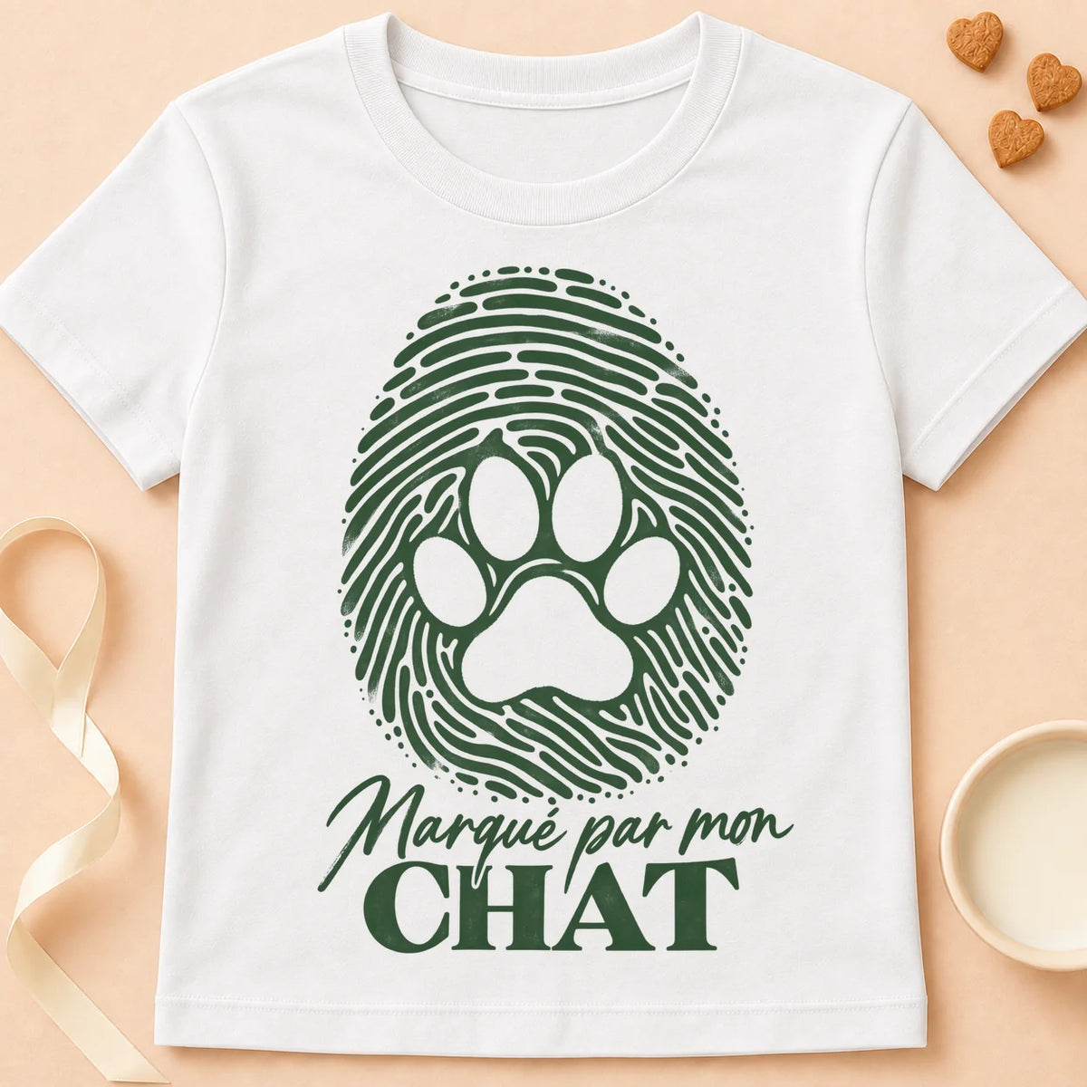 T-shirt chat Patoume – T-shirt Marqué par mon chat – Blanc