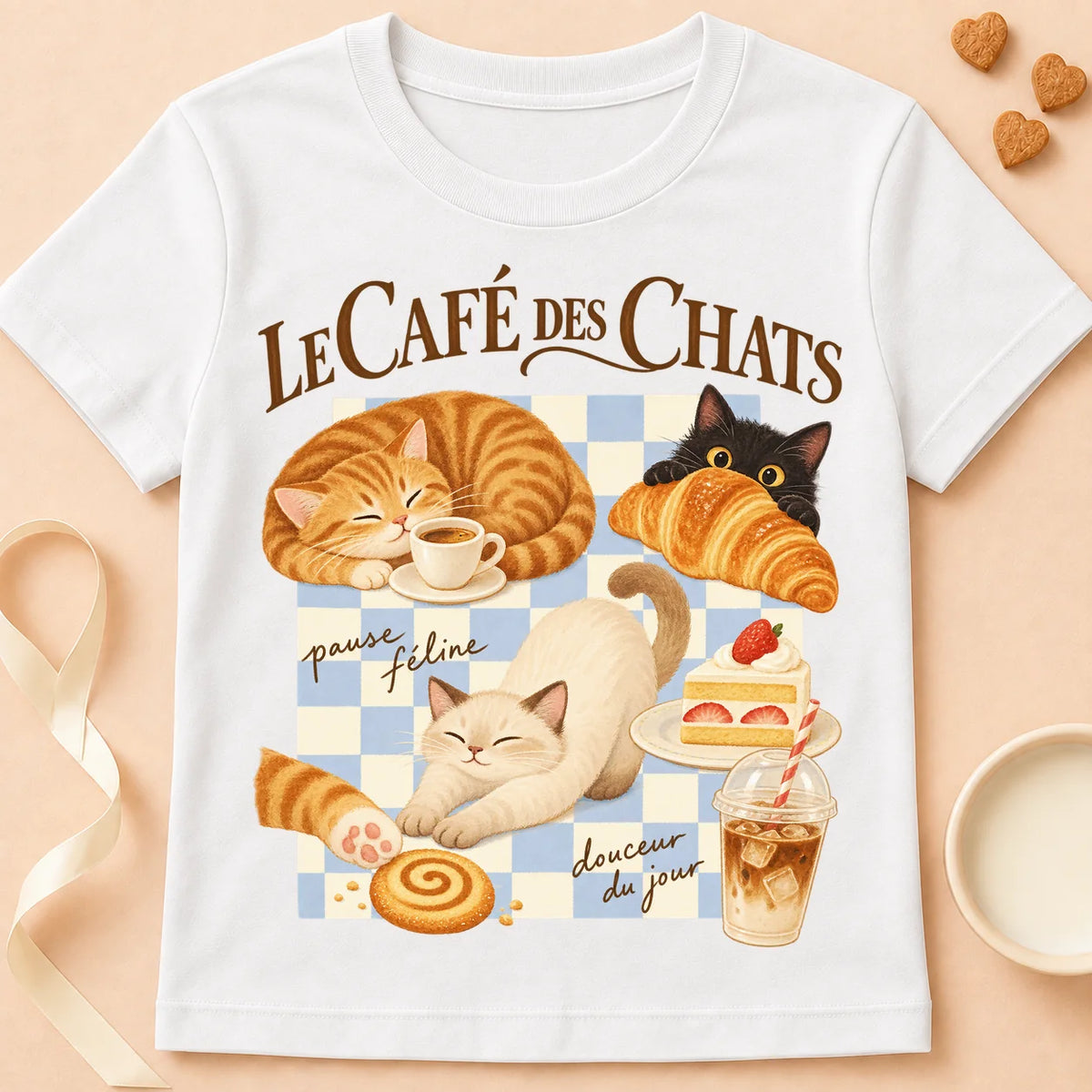 T-shirt chat Patoume – T-shirt Café des chats – Blanc