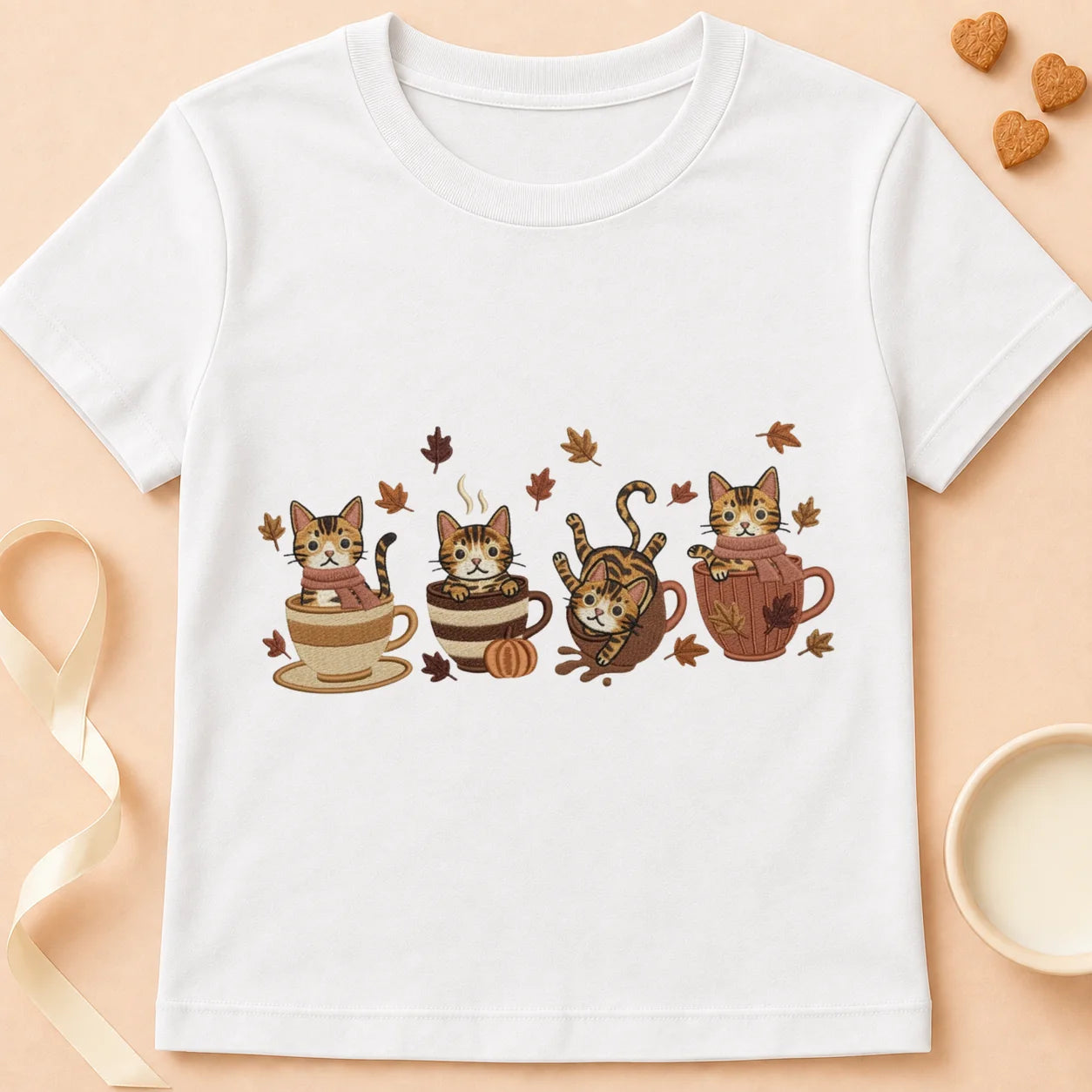 T-shirt chat Patoume – T-Shirt Automne – Blanc