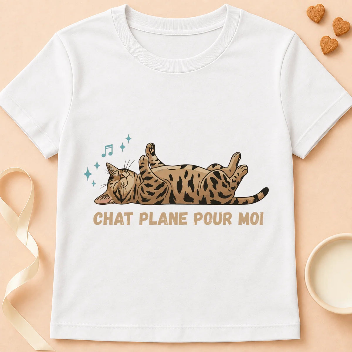 T-shirt chat Patoume – T-Shirt Plane – Blanc