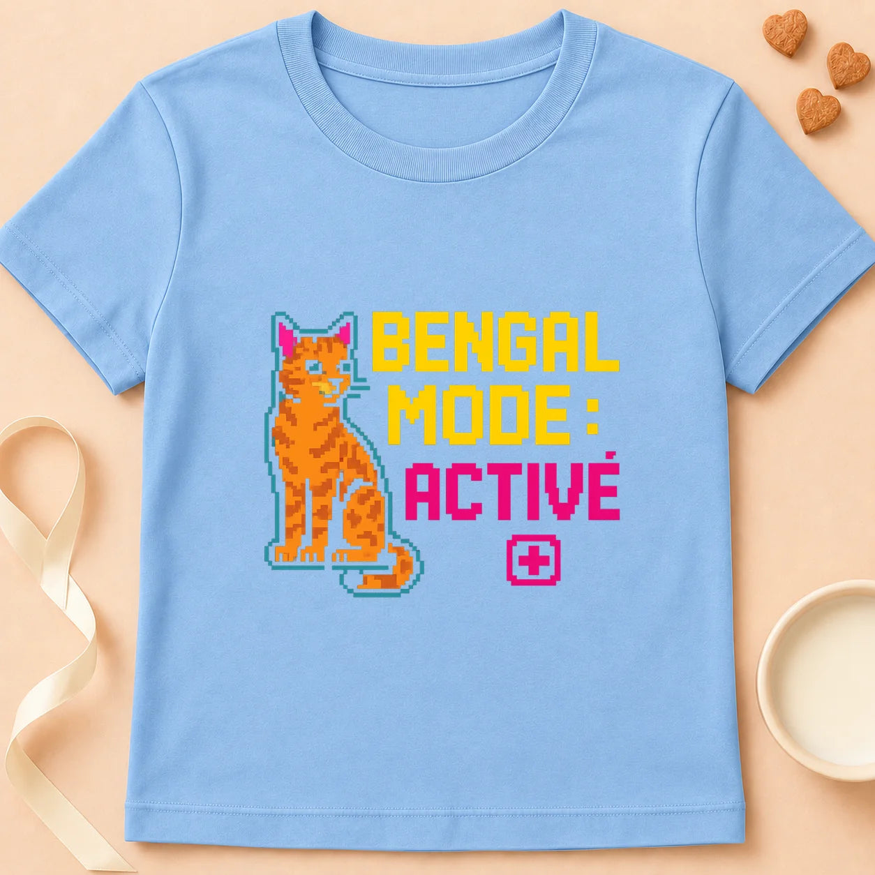 T-shirt chat Patoume – T-Shirt Arcade – Bleu ciel