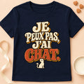 T-shirt chat Patoume – T-shirt Je peux pas j'ai chat – Bleu marine