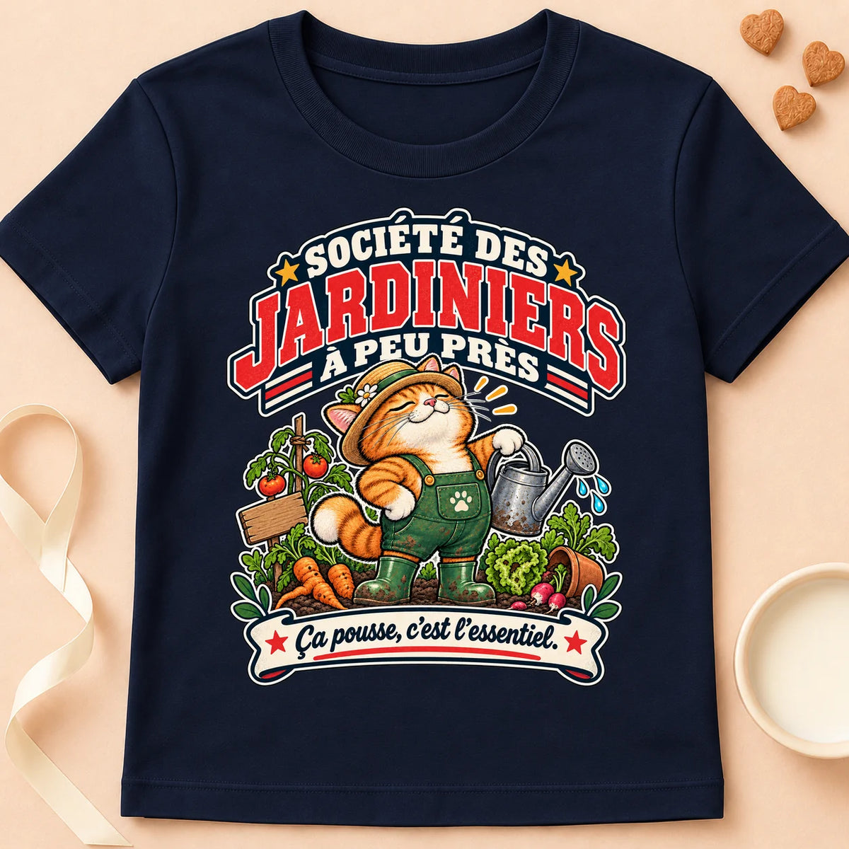 T-shirt chat Patoume – T-shirt Club des jardiniers – Bleu marine