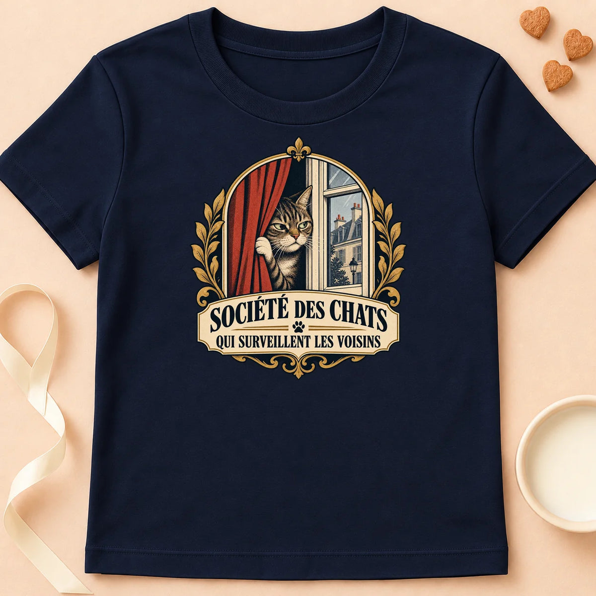 T-shirt chat Patoume – T-shirt Les voisins – Bleu marine
