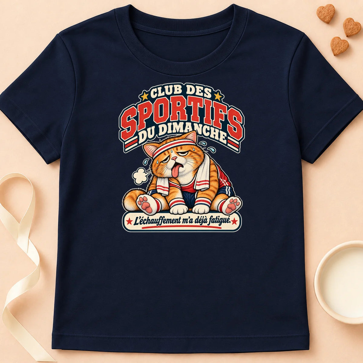 T-shirt chat Patoume – T-shirt Pas trop sportif – Bleu marine