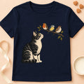 T-shirt chat Patoume – T-shirt Oiseaux – Bleu marine