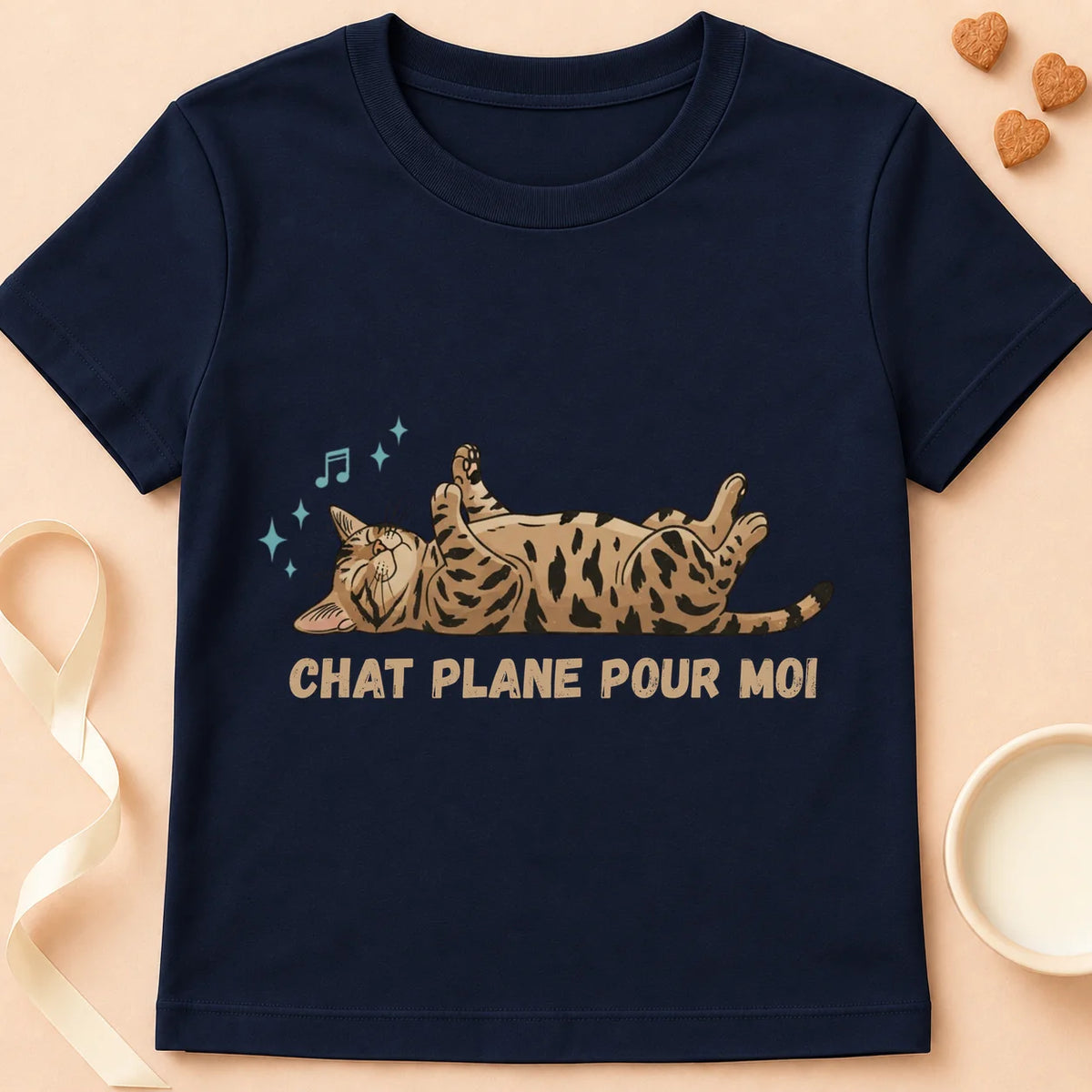 T-shirt chat Patoume – T-Shirt Plane – Bleu marine