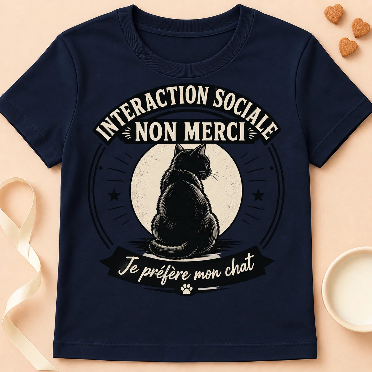 T-shirt chat Patoume – T-Shirt AntiSocial – Bleu marine
