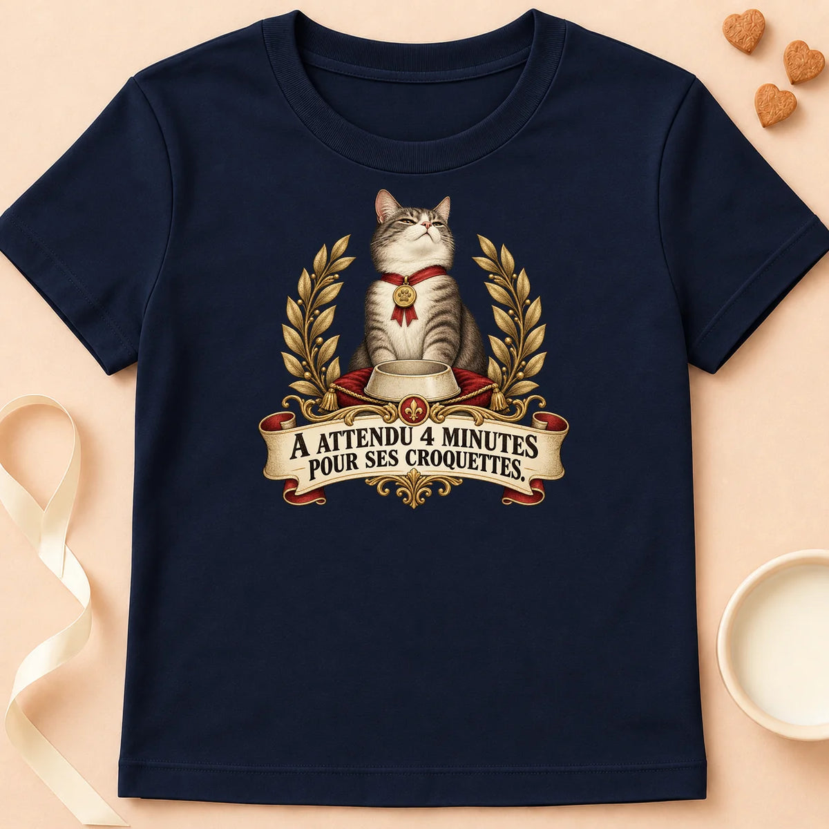 T-shirt chat Patoume – T-shirt Attendu 4 minutes – Bleu marine