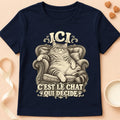 T-shirt chat Patoume – T-shirt Chat fauteuil – Bleu marine