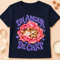 T-shirt chat Patoume – T-shirt Un amour de chat – Bleu marine