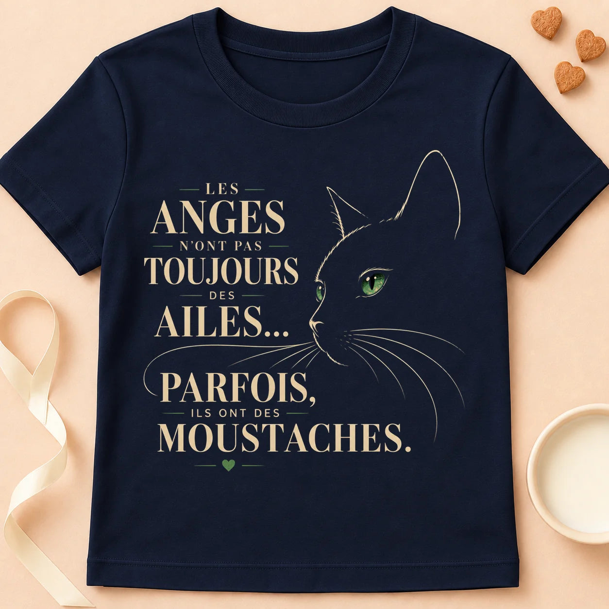T-shirt chat Patoume – T-Shirt Angel – Bleu marine