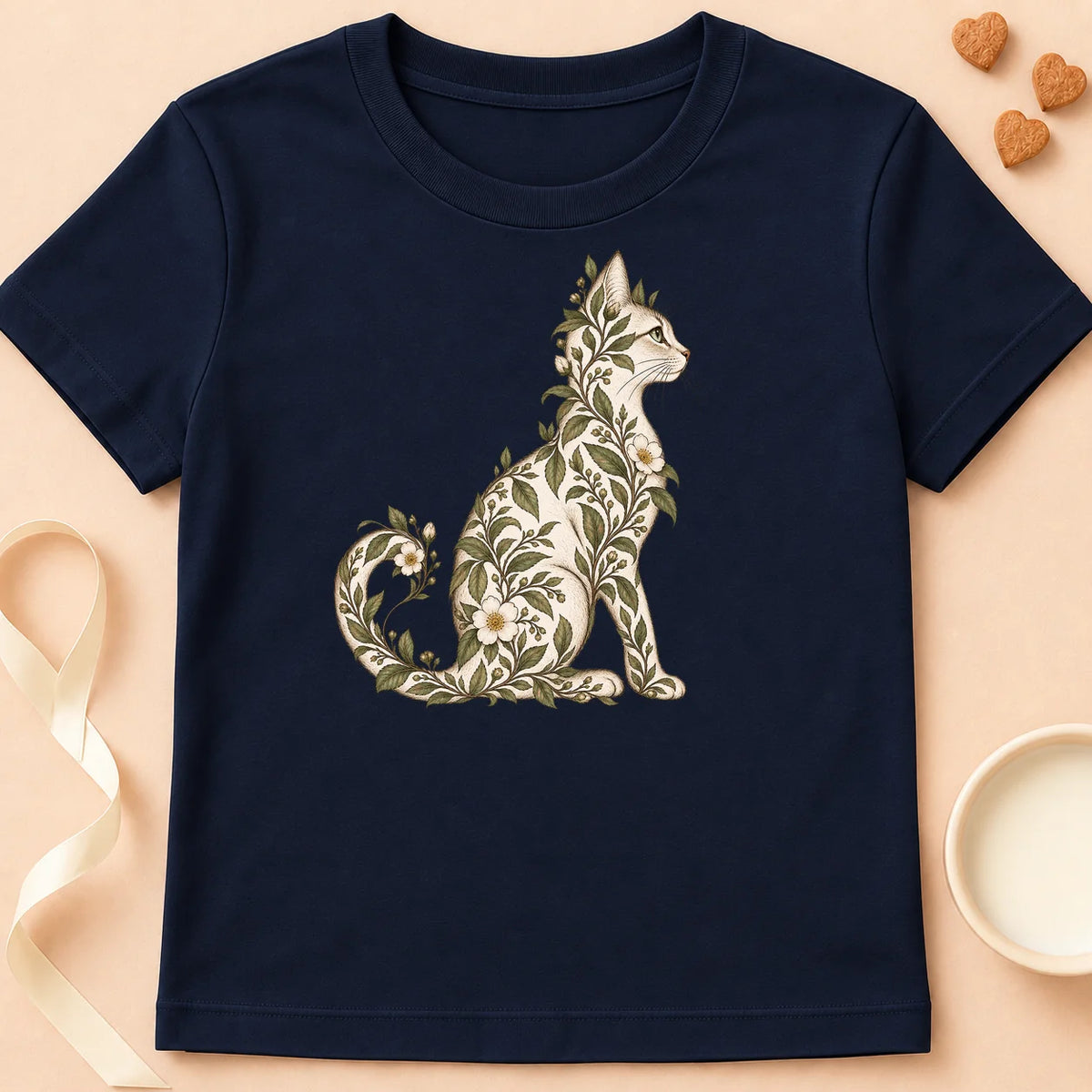 T-shirt chat Patoume – T-shirt Botanique – Bleu marine