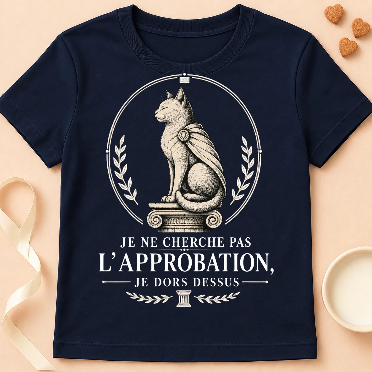 T-shirt chat Patoume – T-Shirt Approbation – Bleu marine
