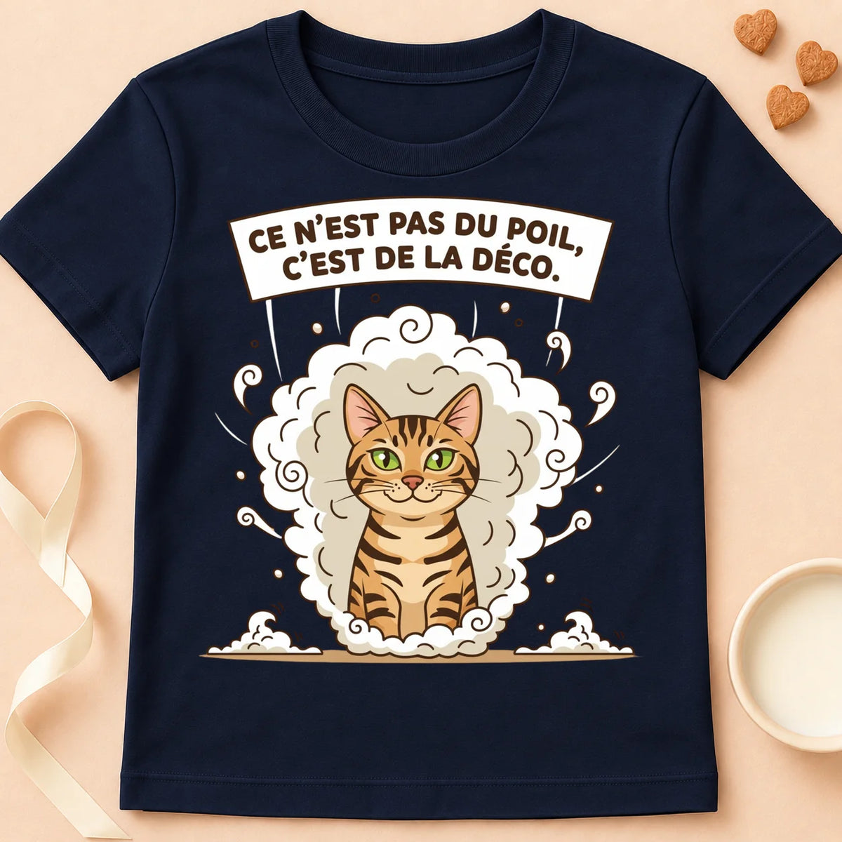 T-shirt chat Patoume – T-Shirt Déco – Bleu marine