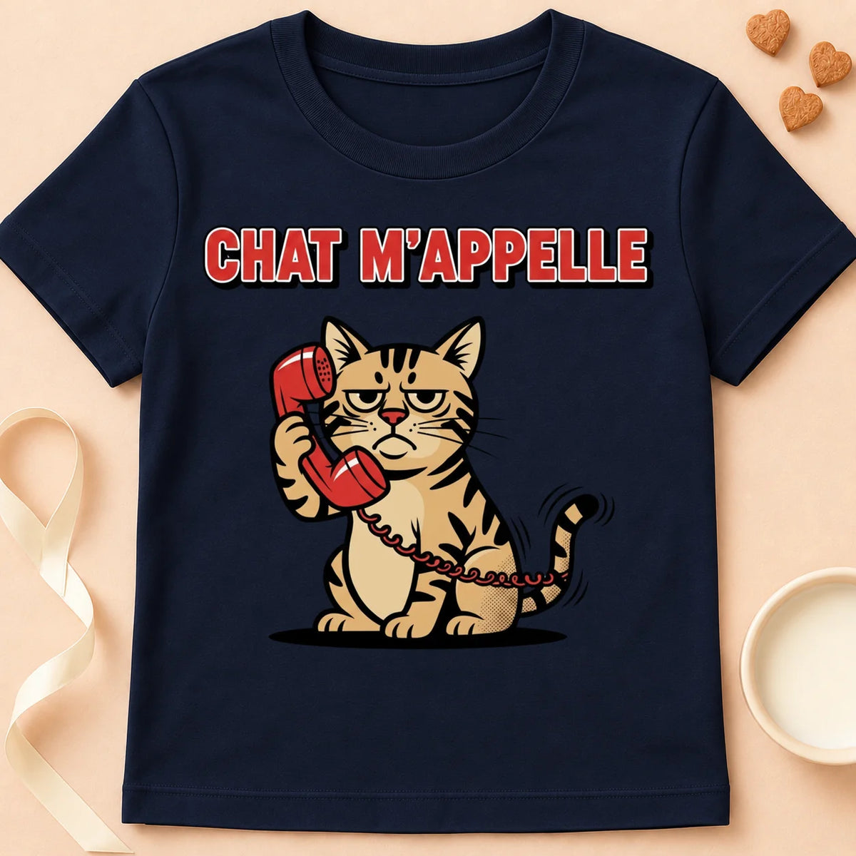 T-shirt chat Patoume – T-Shirt Appel – Bleu marine