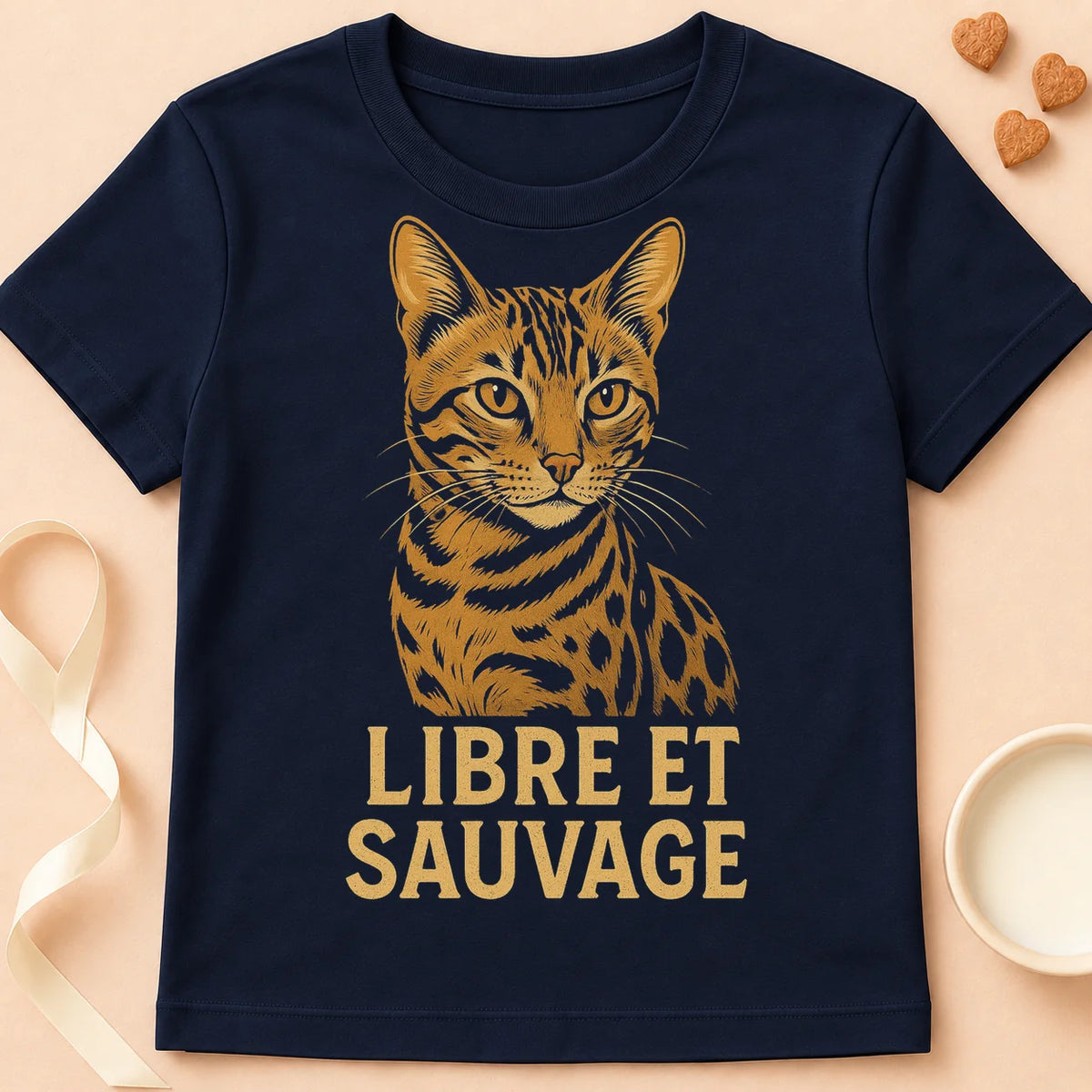 T-shirt chat Patoume – T-Shirt Libre – Bleu marine