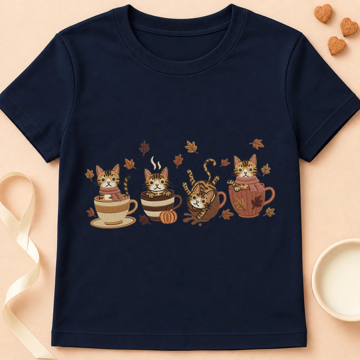 T-shirt chat Patoume – T-Shirt Automne – Bleu marine