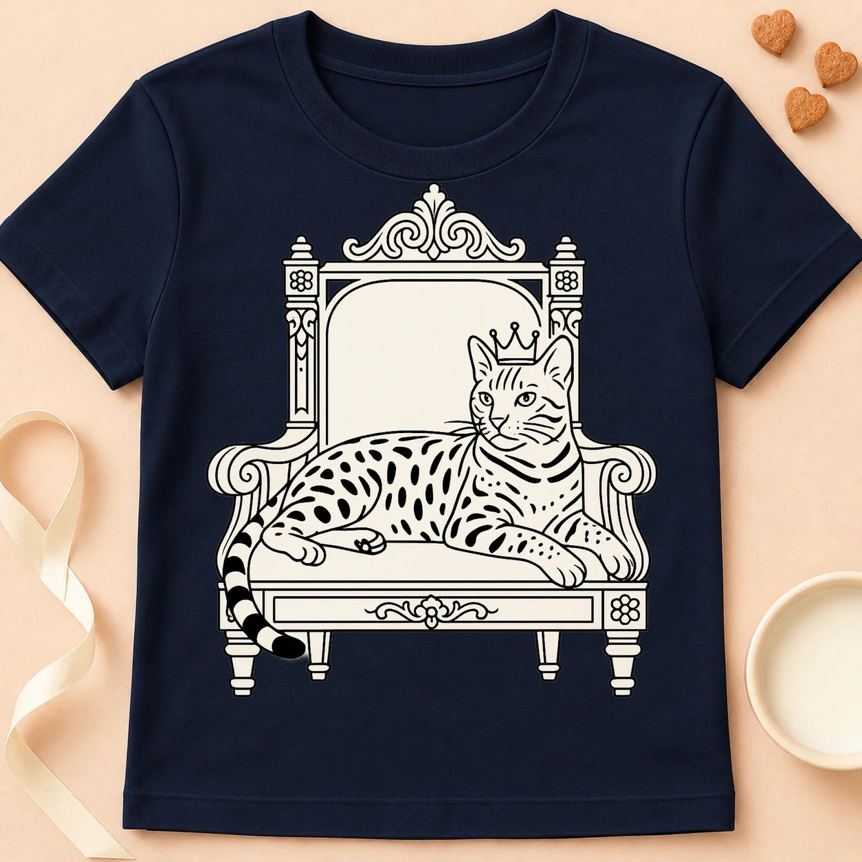 T-shirt chat Patoume – T-Shirt Roi Bengal – Bleu marine