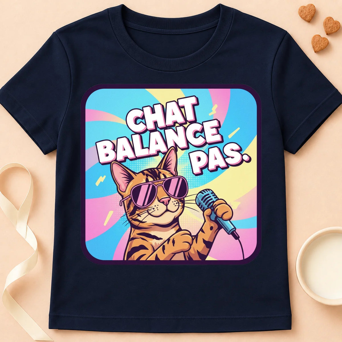 T-shirt chat Patoume – T-Shirt Balance – Bleu marine
