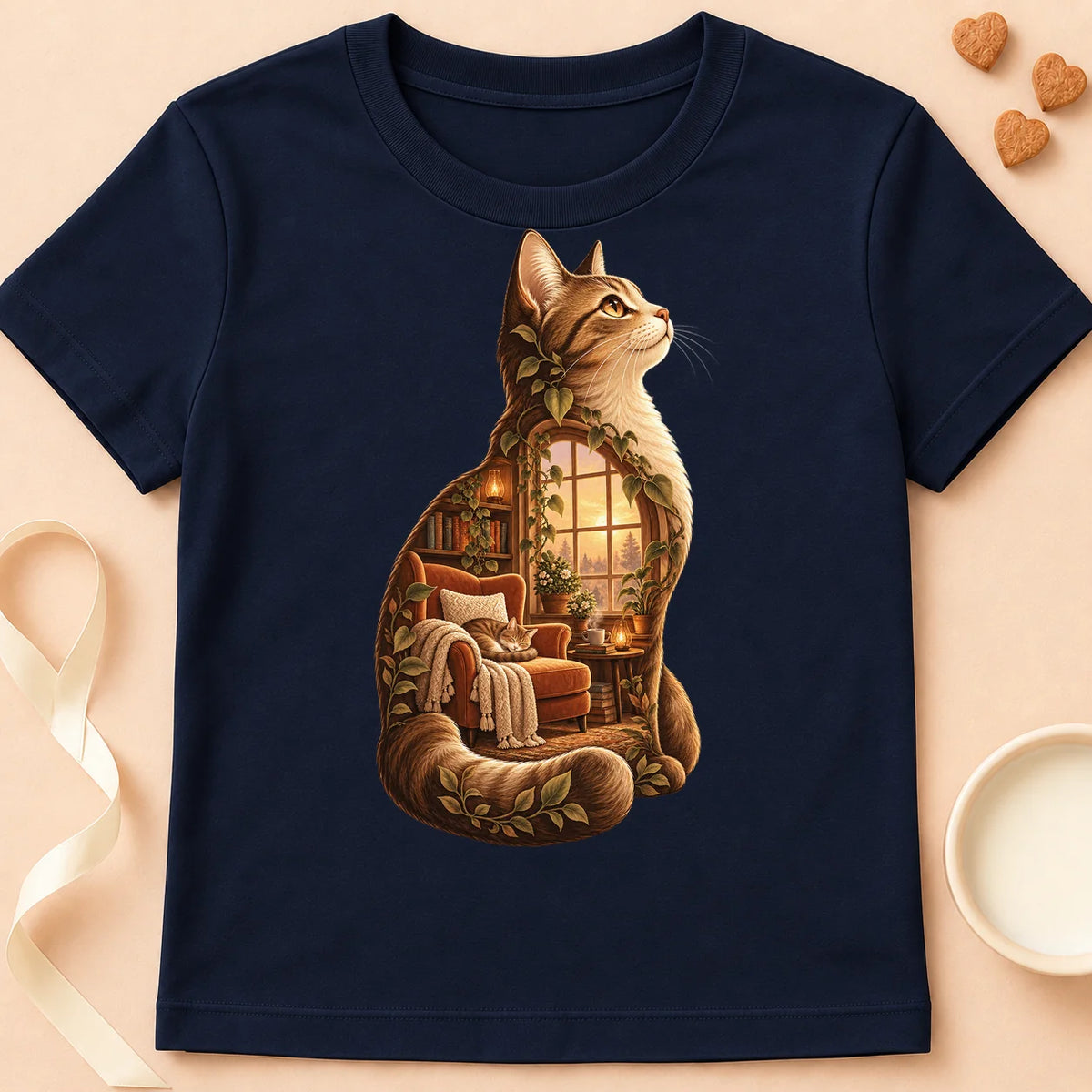 T-shirt chat Patoume – T-shirt Sérénitude – Bleu marine