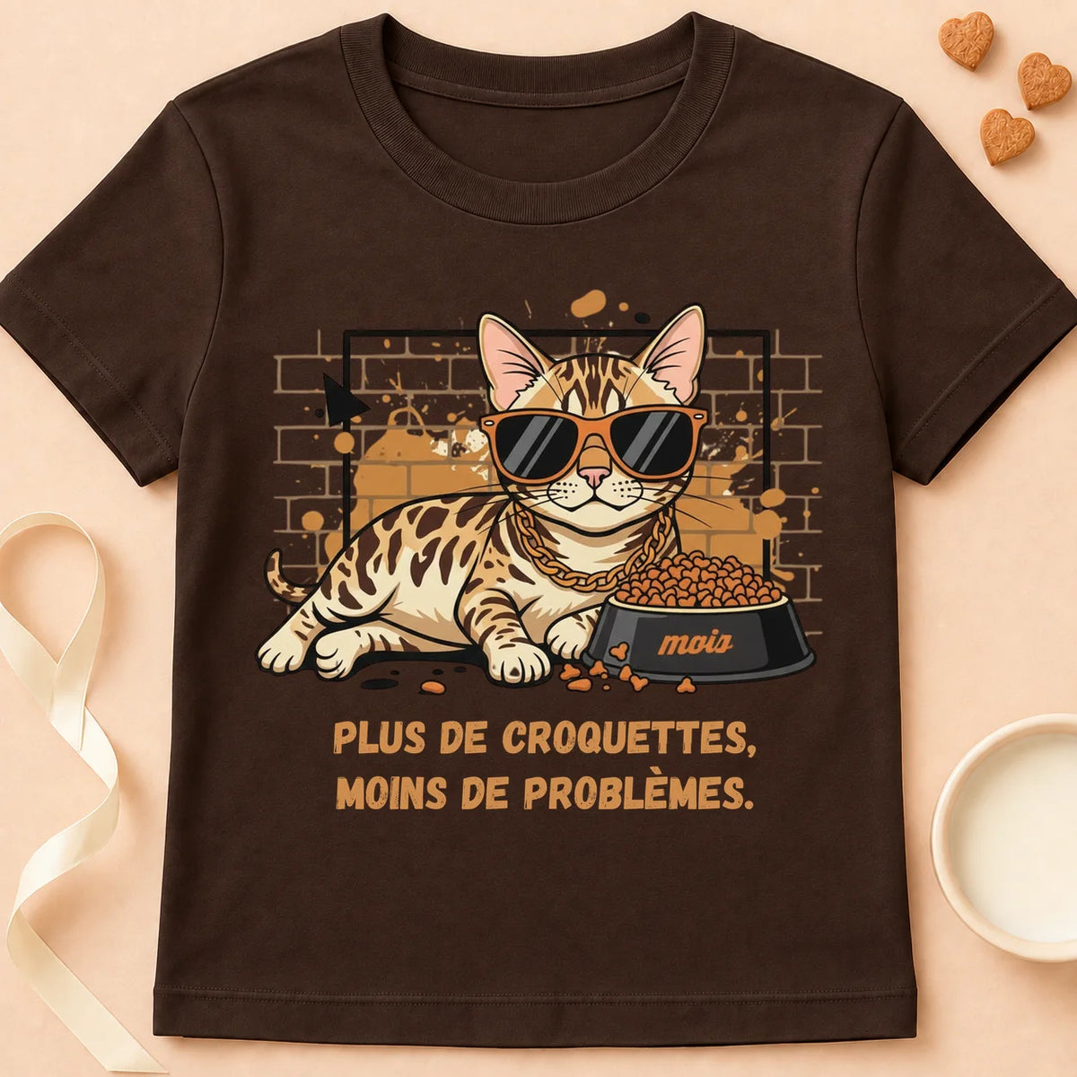 T-shirt chat Patoume – T-Shirt Gang – Chocolat