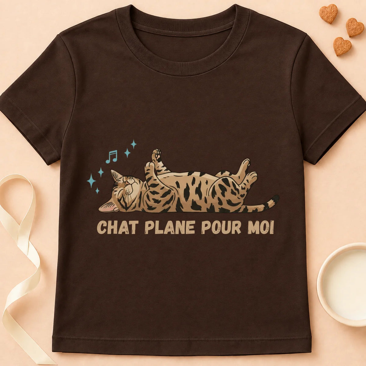 T-shirt chat Patoume – T-Shirt Plane – Chocolat