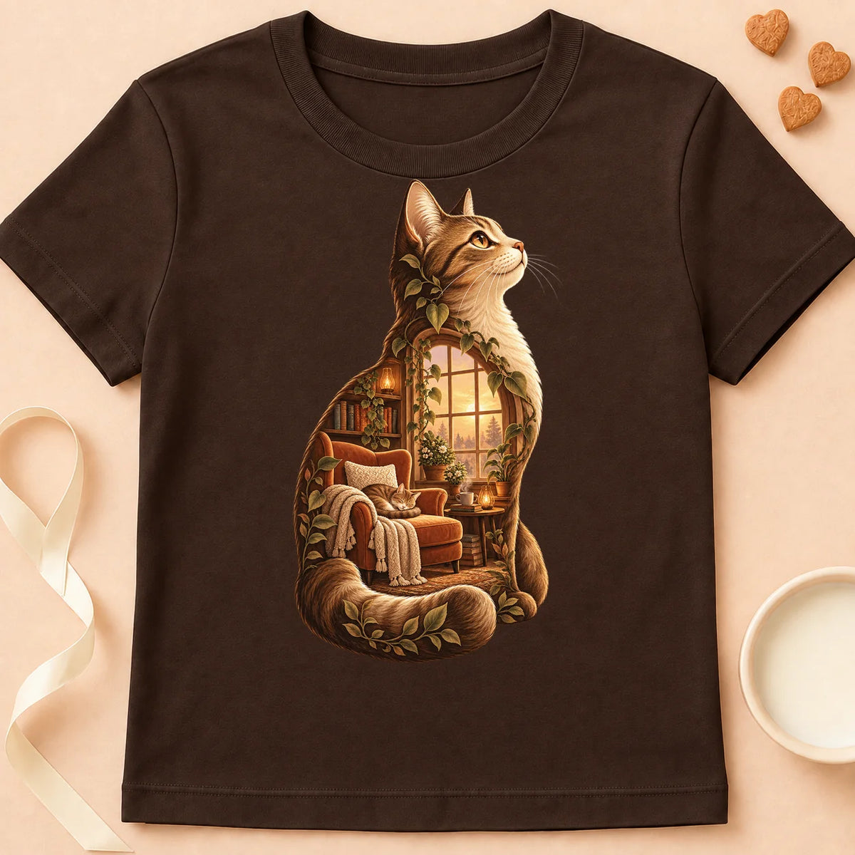 T-shirt chat Patoume – T-shirt Sérénitude – Chocolat