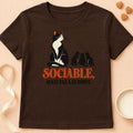 T-shirt chat Patoume – T-shirt 10% Sociable – Chocolat