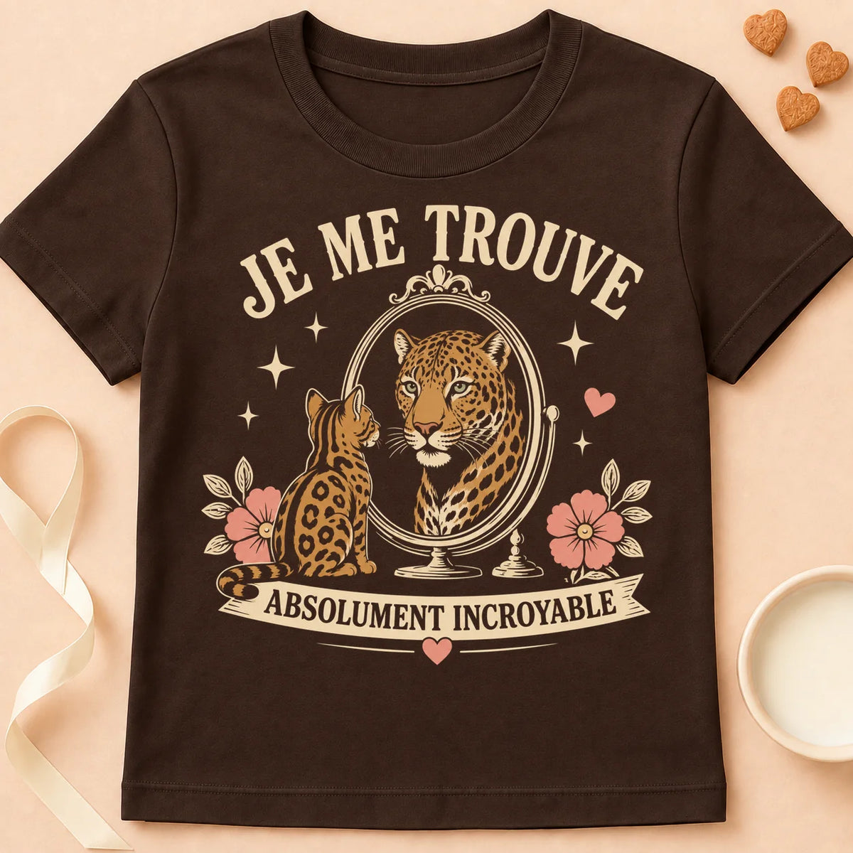 T-shirt chat Patoume – T-Shirt Illusion – Chocolat