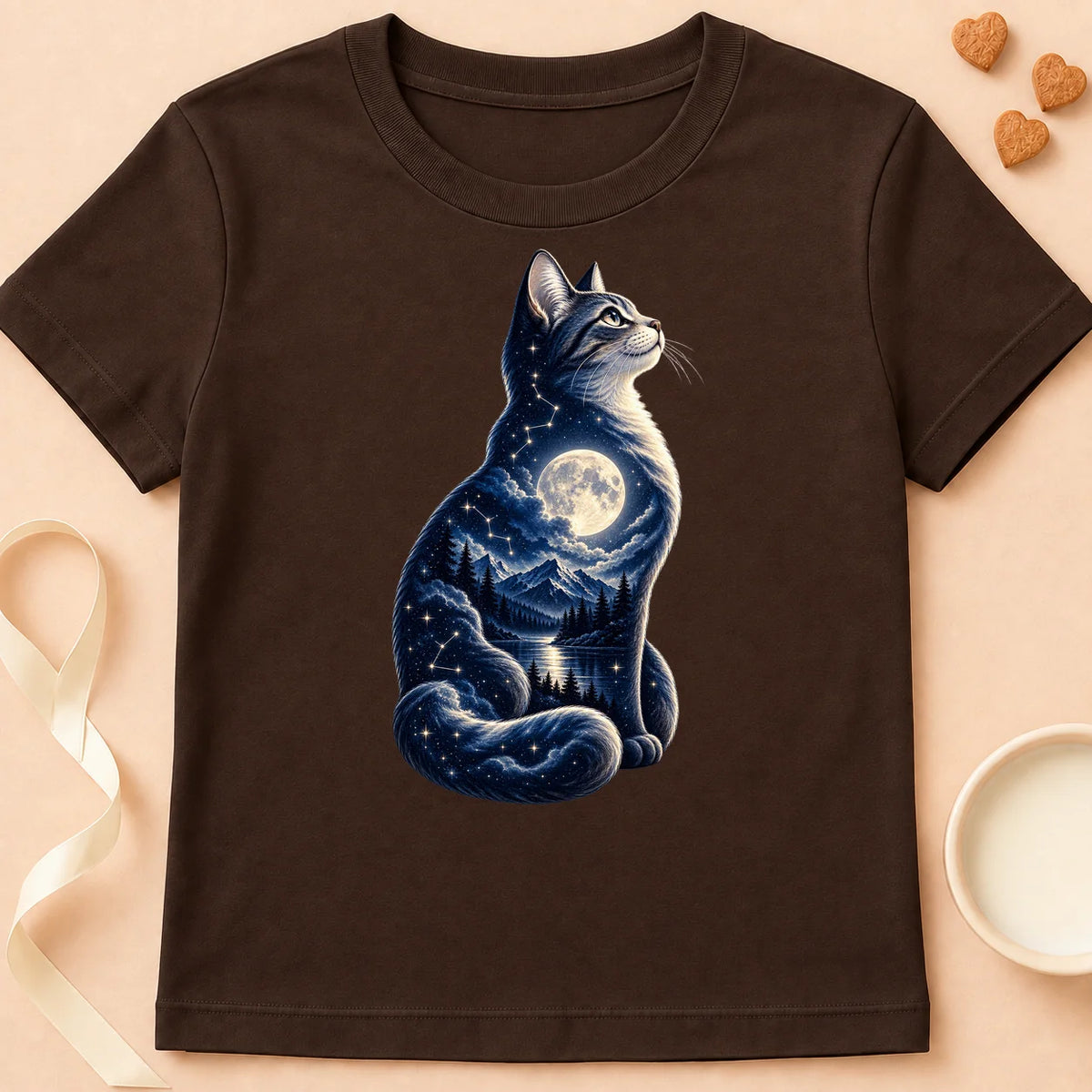 T-shirt chat Patoume – T-shirt Monde extérieur – Chocolat