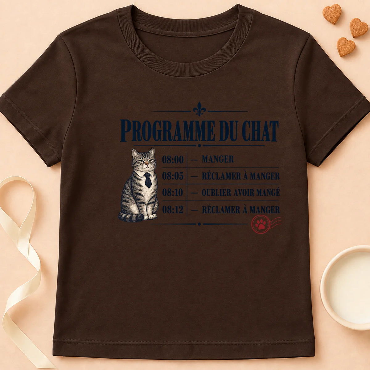 T-shirt chat Patoume – T-shirt Programme du Chat – Chocolat