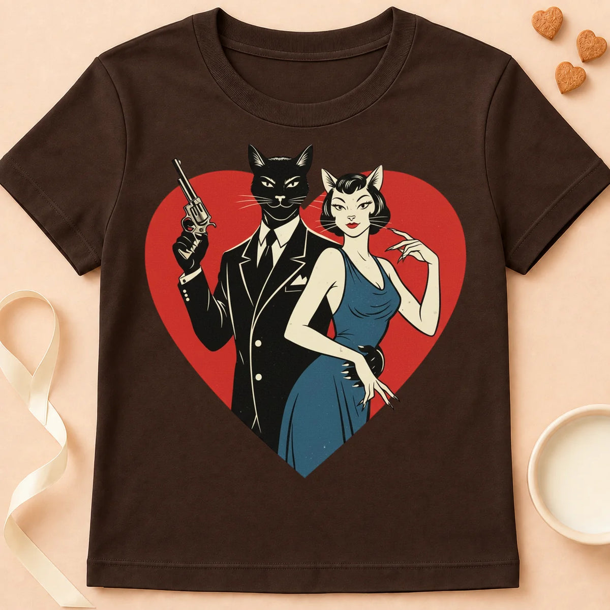 T-shirt chat Patoume – T-Shirt Agent – Chocolat