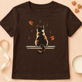 T-shirt chat Patoume – T-shirt Fenêtre pluie – Chocolat