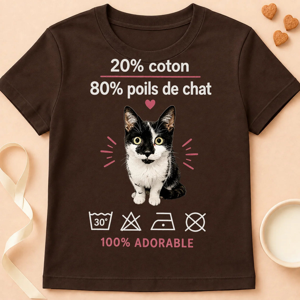T-shirt chat Patoume – T-Shirt Compo – Chocolat
