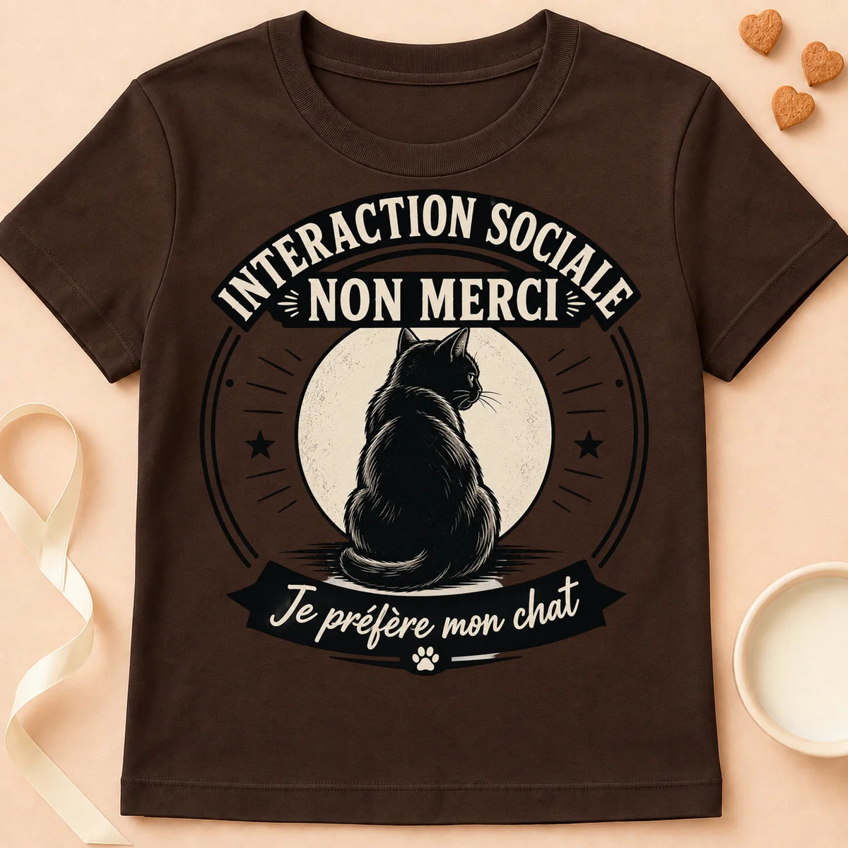 T-shirt chat Patoume – T-Shirt AntiSocial – Chocolat