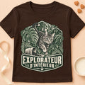 T-shirt chat Patoume – T-shirt Explorateur d’intérieur – Chocolat
