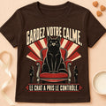 T-shirt chat Patoume – T-shirt Restez calme – Chocolat