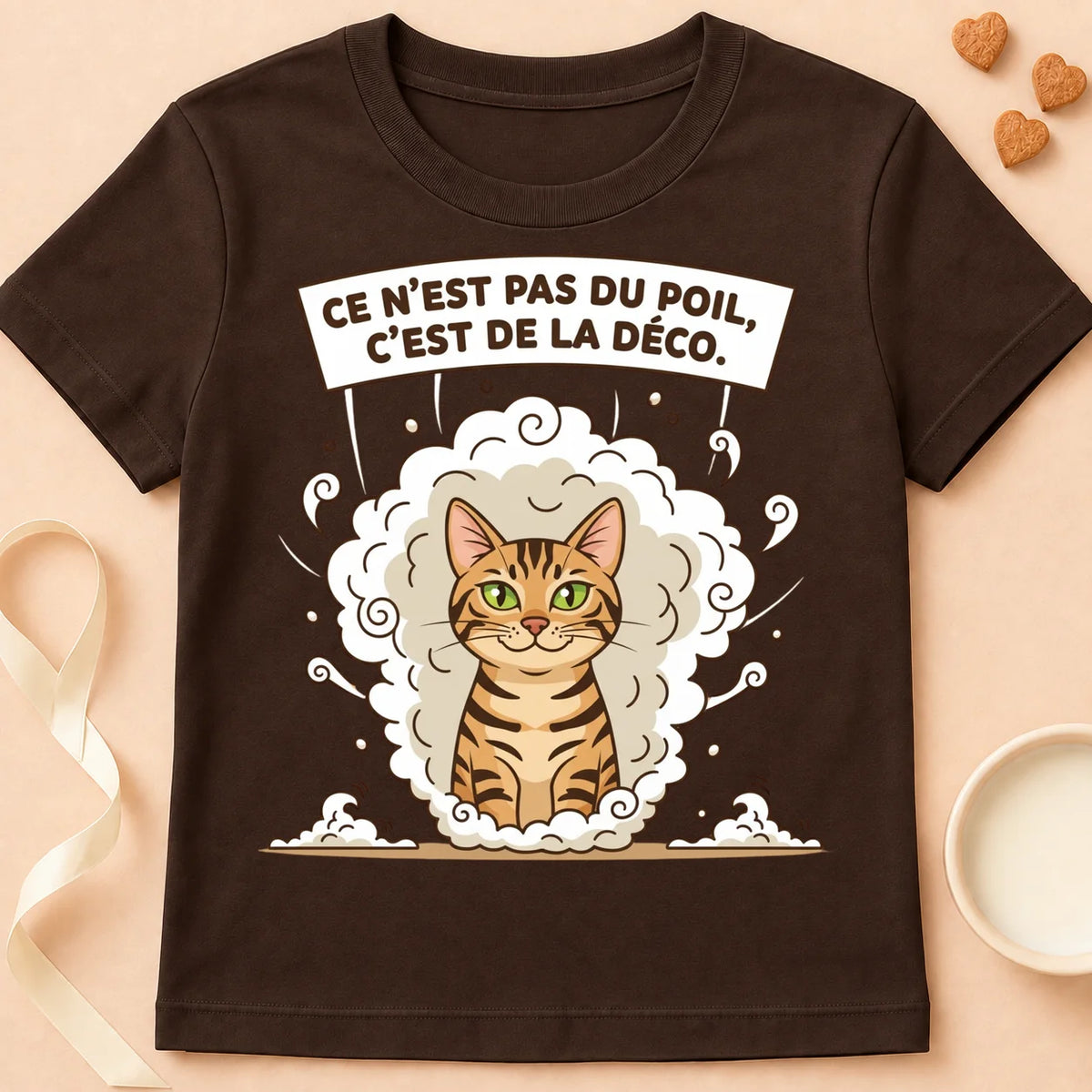 T-shirt chat Patoume – T-Shirt Déco – Chocolat
