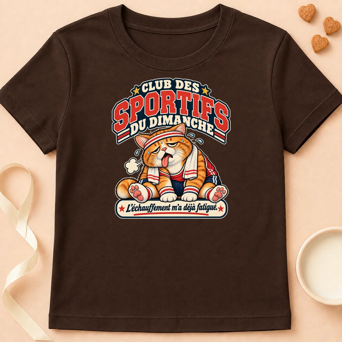 T-shirt chat Patoume – T-shirt Pas trop sportif – Chocolat