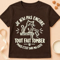 T-shirt chat Patoume – T-shirt Tout faire tomber – Chocolat