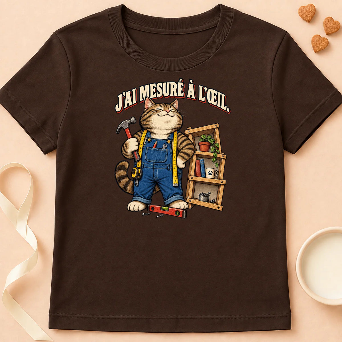 T-shirt chat Patoume – T-shirt Mesure à l'oeil – Chocolat