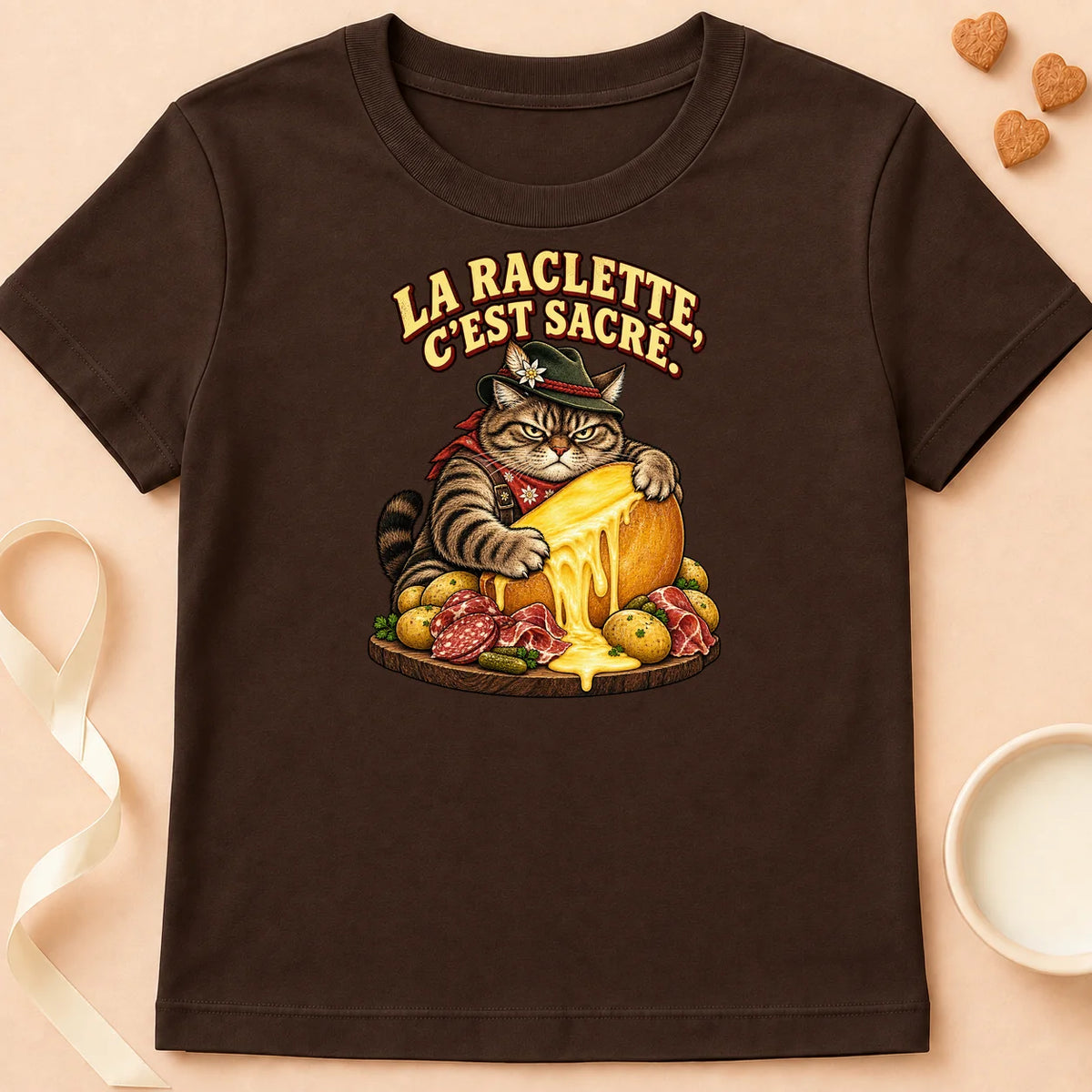 T-shirt chat Patoume – T-shirt Raclette – Chocolat