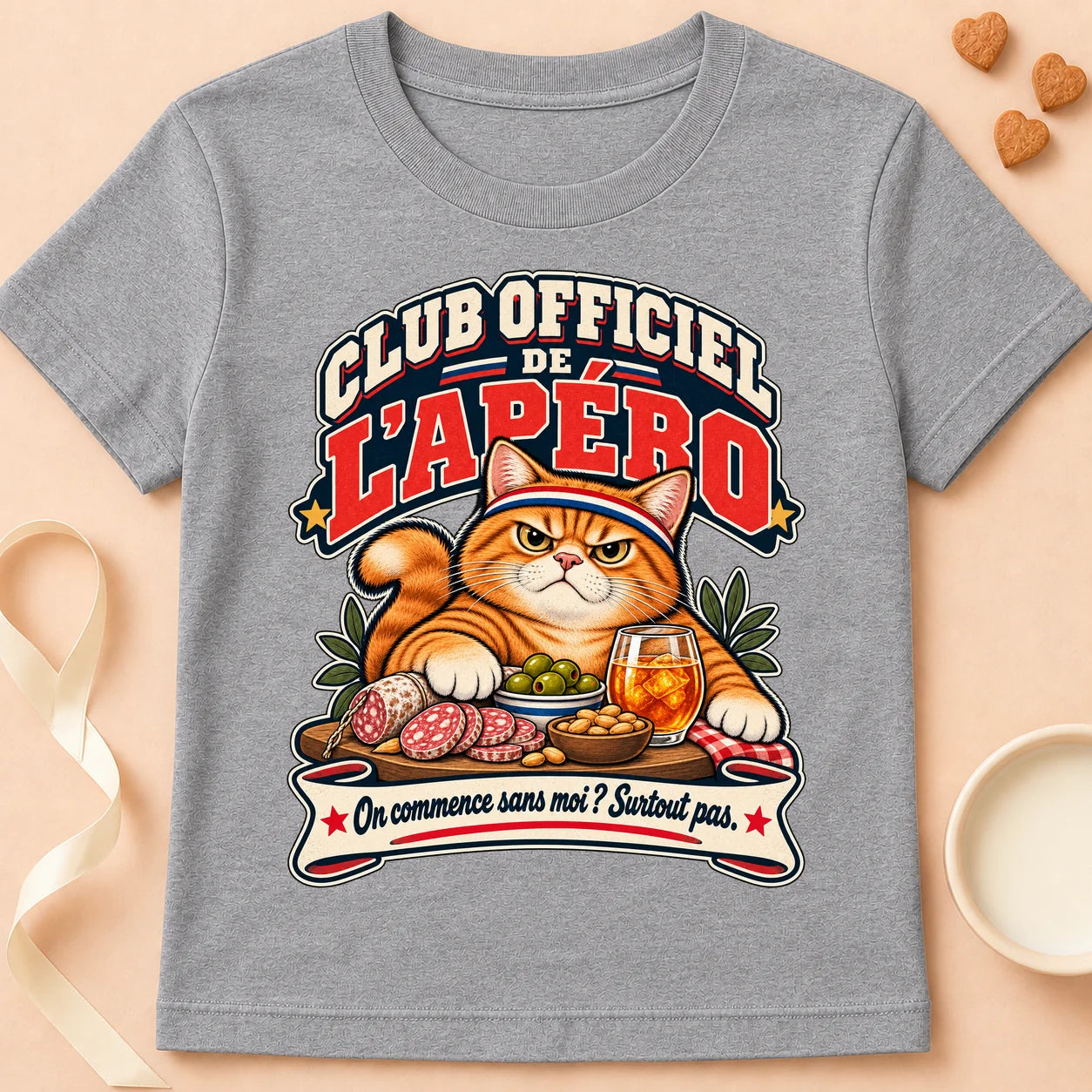 T-shirt chat Patoume – T-shirt Club officiel de l’apero – Gris
