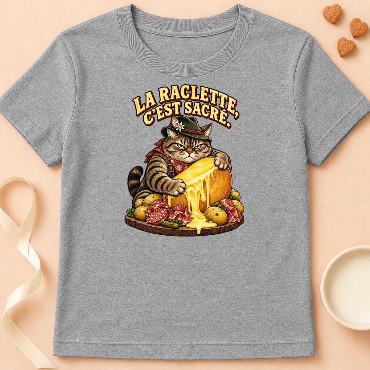 T-shirt chat Patoume – T-shirt Raclette – Gris