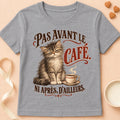T-shirt chat Patoume – T-shirt Pas avant le café – Gris