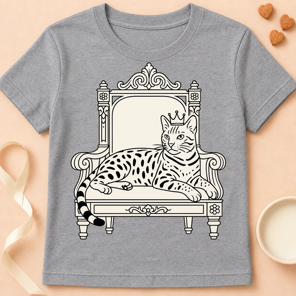 T-shirt chat Patoume – T-Shirt Roi Bengal – Gris