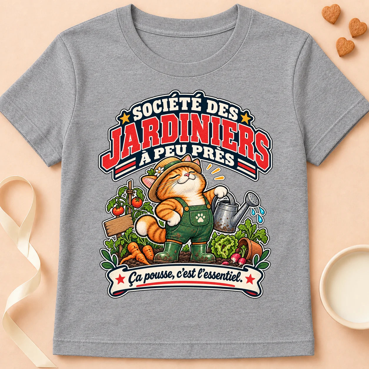 T-shirt chat Patoume – T-shirt Club des jardiniers – Gris