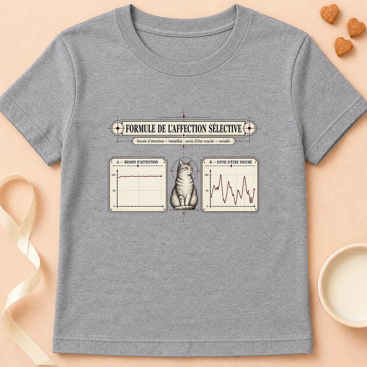 T-shirt chat Patoume – T-shirt Formule de l’affection – Gris